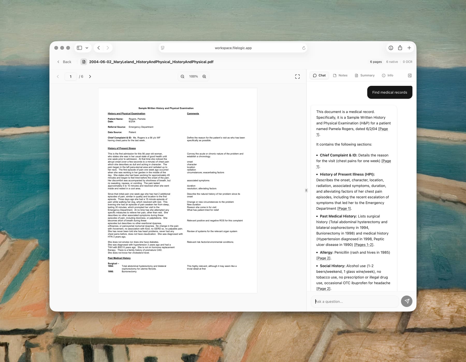 AI-powered document chat with page citations for instant verification